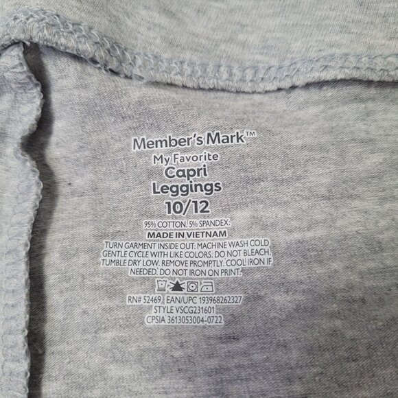 Members Mark Girls Capri Leggings Gray Comfortable Wear Size 10/12 - Picture 3 of 5